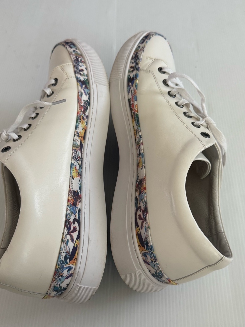 Robert Graham Sneaker Mens 12 White Leather Consoli Low Top Sneakers Lace Up - Picture 4 of 7